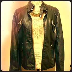 NWT Faux black leather jacket